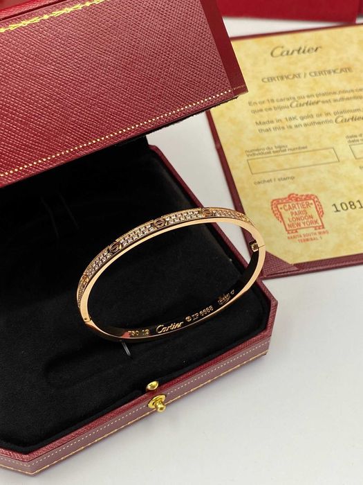 Brățară Cartier LOVE 19 Rose Gold 585 model slim full diamond