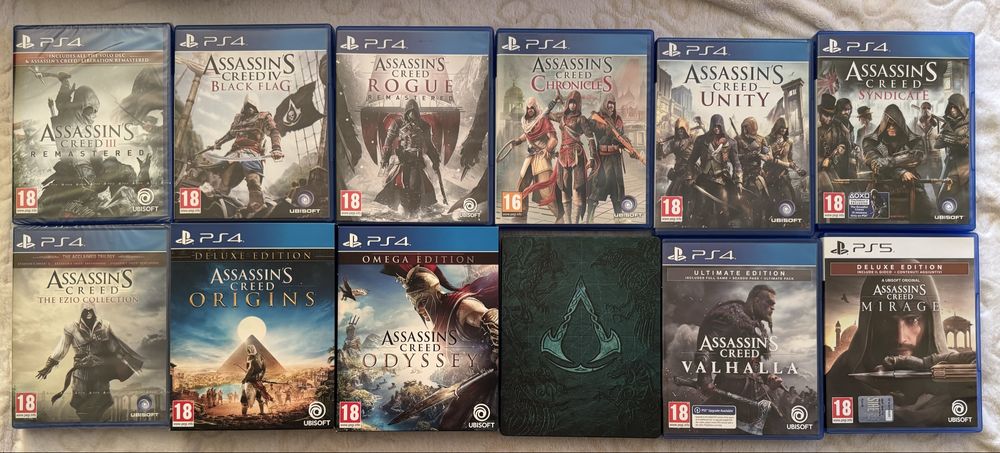 Colectie Assasin’s Creed Jocuri + Carti Hardcover + 3 Figurine