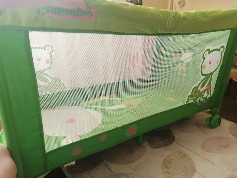 Детска сгъваема кошара -зелена Chipolino на 2 нива