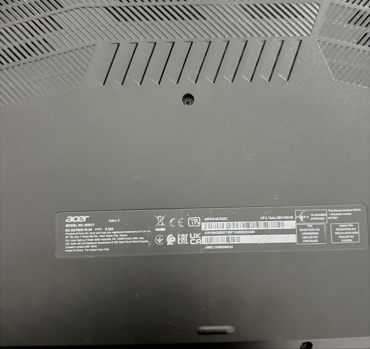 Acer Nitro 5/144Hz 15.6”/RTX 3080 8GB/Ryzen 9 5900HX/32GB/1TB NVMe/RGB