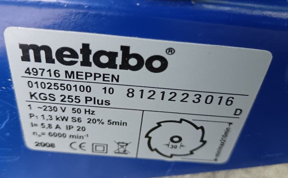 Circular pendular, culisant și unghiular, METABO KGS 255 , 1300W