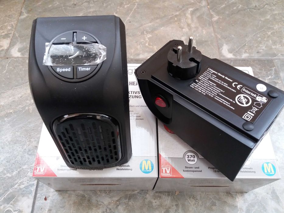 Aeroterma ventilator 500W 2 trepte caldura afisaj LCD 15x10x8cm termostat intre 15-32 grade, 500W 35 lei.   De 400W 1200W cablu alimentare 1m 40lei