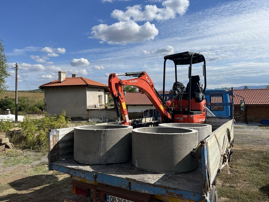 Услуги с мини багер, бобкат, самосвал и автовишка.