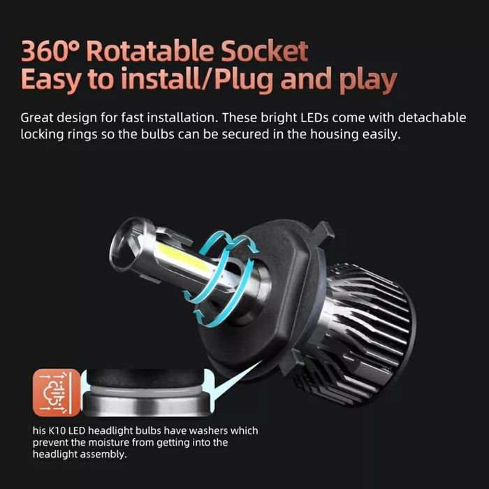 Set Două Becuri Led H13-9008 (20000Lm/6000K/80W)Calitatea Premium