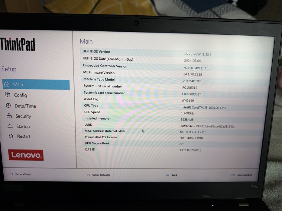 Vand laptop Lenovo T14s