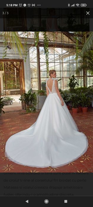 Rochie de mireasa cu trena Anisia,  Atelier Zabo, voalul cadou https