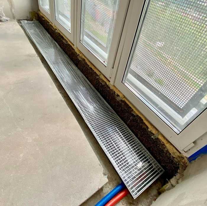 Установка внутрипольных конвекторов