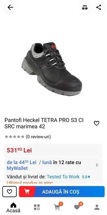 Pantofi piele impermeabila Heckel TETRA PRO S3 CI SRC gen UVEX marim47