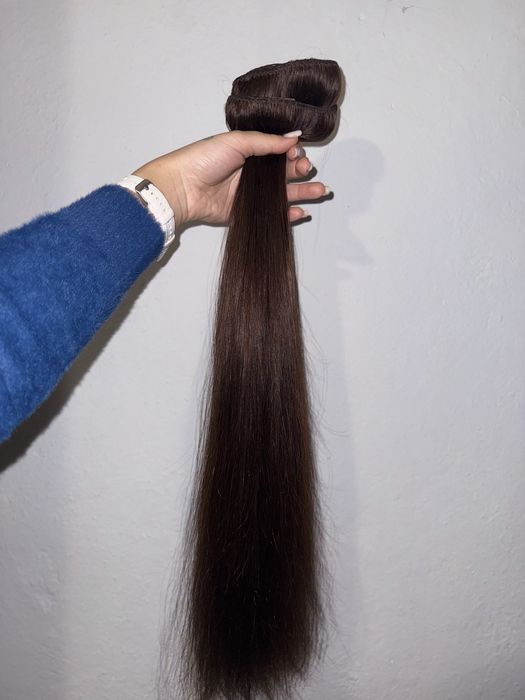 Diverso hair Естествена коса шоколад екстеншъни с щипки - човешка коса