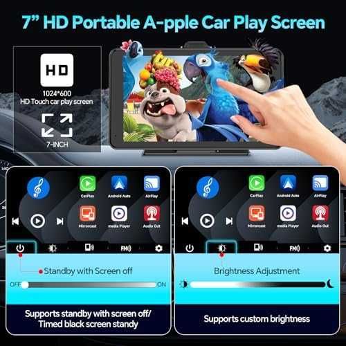 Нов Преносим 7" CarPlay екран за навигация, музика и огледален режим