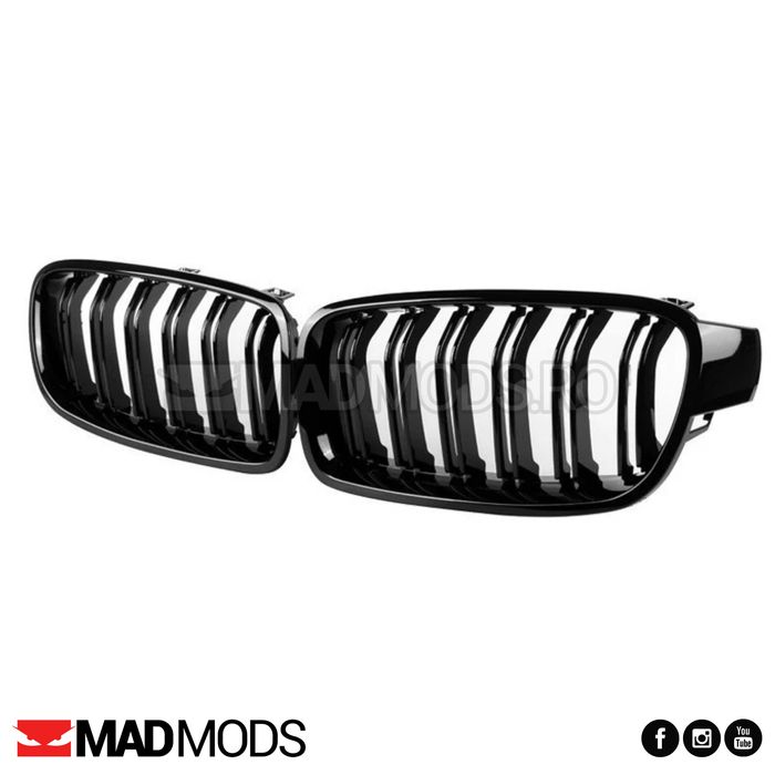 Set grile duble M BMW Seria 3 F30 F31 F80 M3 2012-2018 Negru Lucios