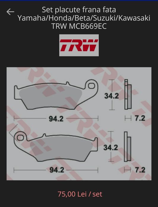 Placute de frana noi