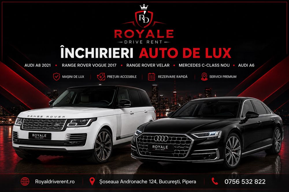 Închirieri Auto de Lux – Audi A8, Range Rover Vogue, Velar, Mercedes C-Class Nou, Audi A6