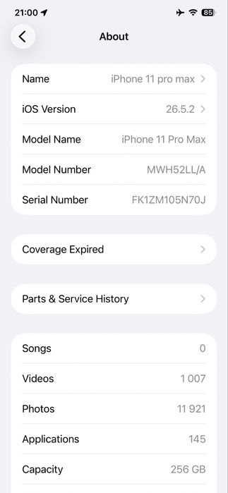 Продавам Apple iPhone 11 Pro Max Silver 256GB