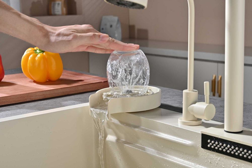 60см Бежова мултифункционална кухненска мивка