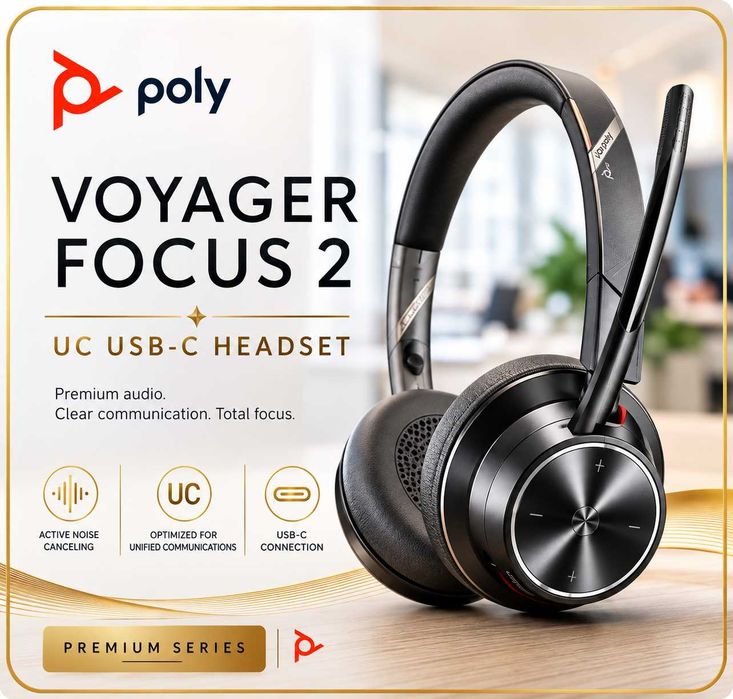 Нови Poly Voyager Focus 2 UC – Bluetooth 5.1, ANC, USB-C, пълен комплект