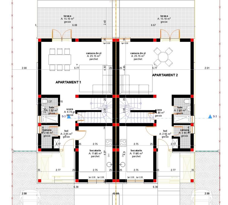 Vand parcela teren , zona Mehala, 440mp , proiect duplex cu autorizatie constructie