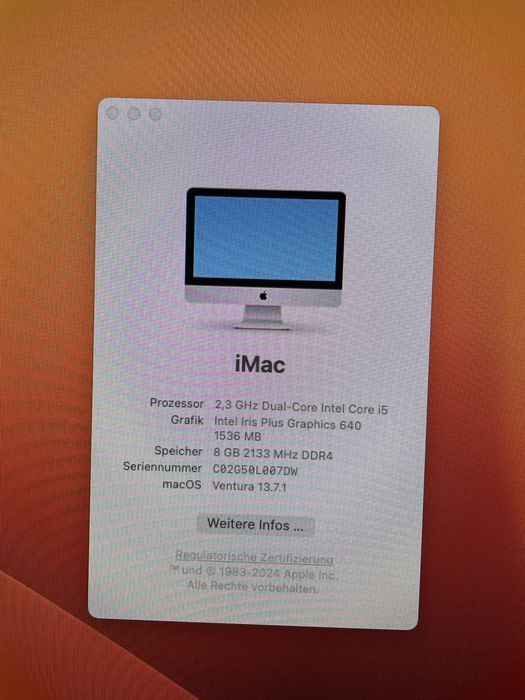 IMac 21,5 inch , core i5 -2021
