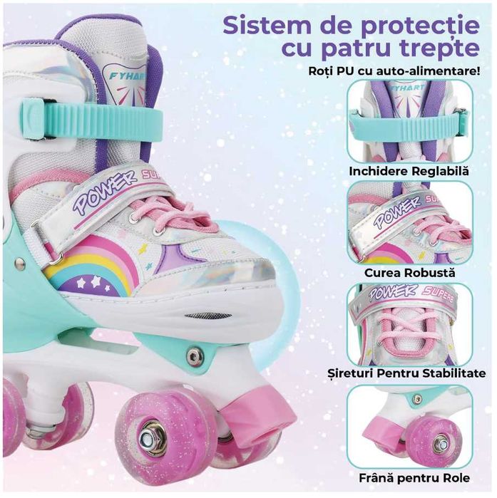 Role 26-30 reglabile copii roti luminoase silicon rulmenti ABEC7 fete