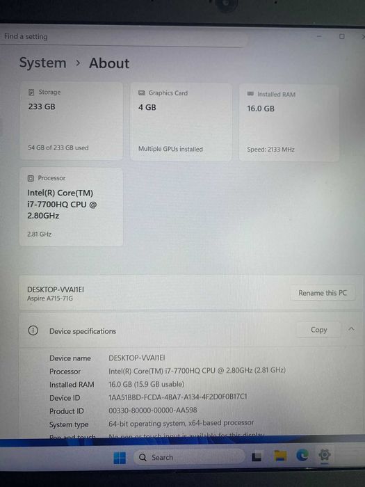 Laptop Acer Aspire A715-71G