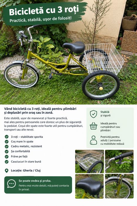 Bicicleta 3 roti pliabila