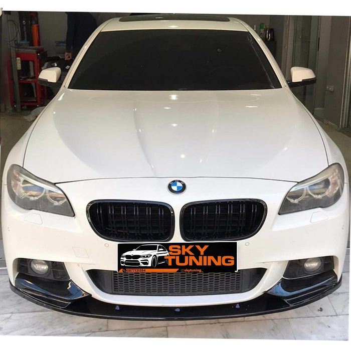 Преден лип спойлер за бмв ф10 ф11 м тех / bmw f10 f11 lip spoiler m tech / добавка за предна броня със сплитери / нож