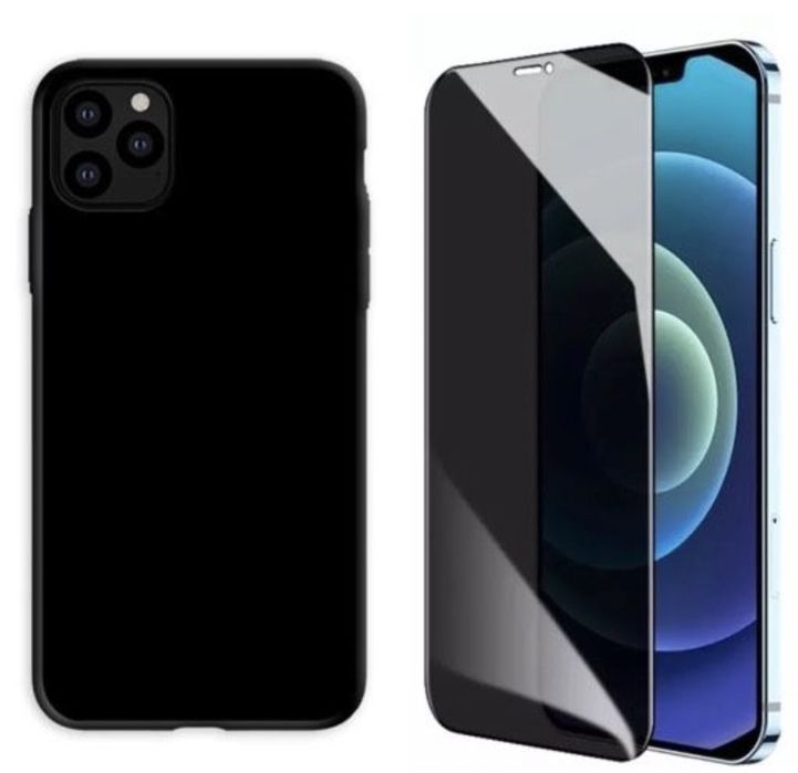 Husa Silicon Shild si Folie Sticla 6D PRIVACY Iphone 11 12 13 PRO MAX