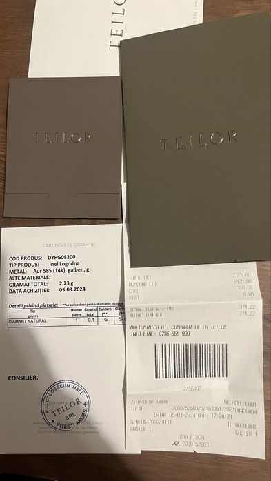 Inel logodna Teilor aur 14k + diamant