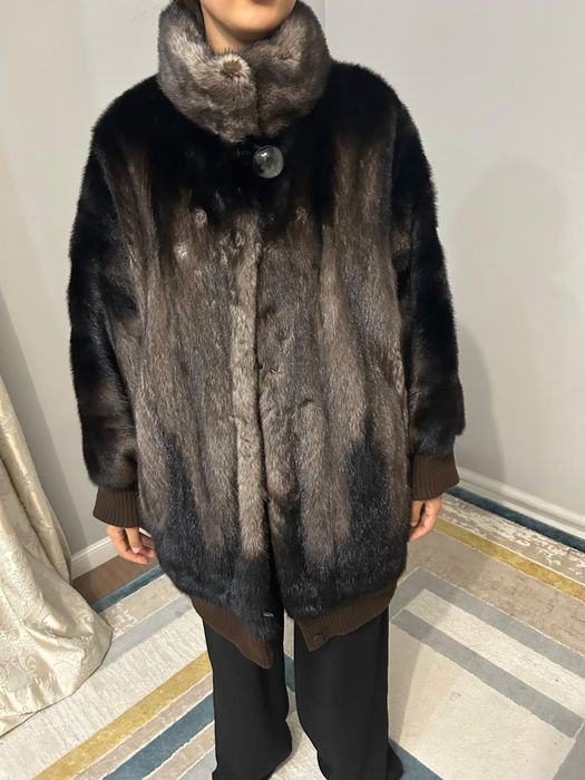 Норковая шуба комбинированная