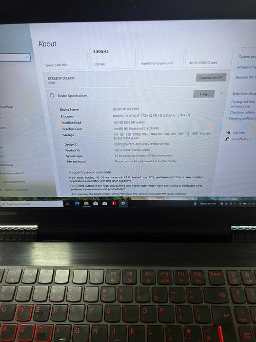 *** Oferta Laptop Gaming Lenovo Legion Y520 I7 /SSD/HDD/16 GB DDR4***