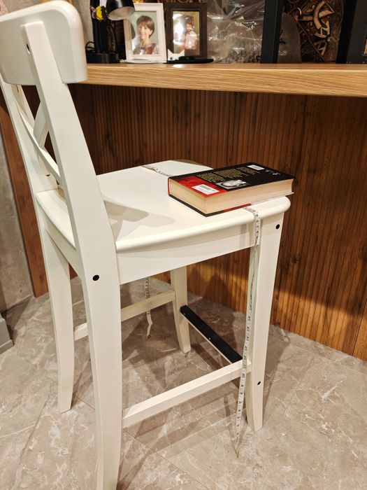 Стул барный IKEA, ROSENTORP, белый, средней высоты