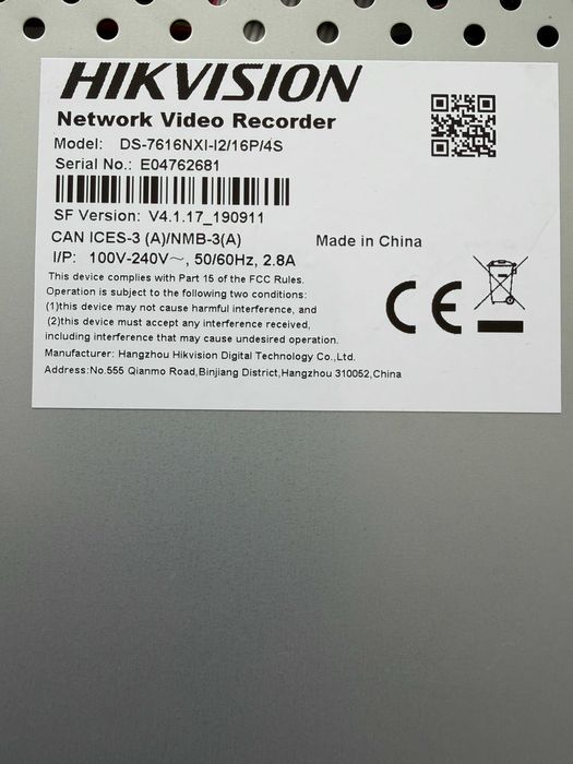 Vand NVR Hikvision DS‑7616NXI‑I2/16P/4S – 16 canale, 16 PoE, AcuSense 4S – Second-hand, funcțional – HDD 4TB inclus