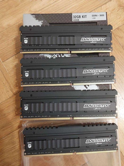32GB DDR4 3600Mhz CL16 - Ballistix Elite, Corsair Vengeance LPX