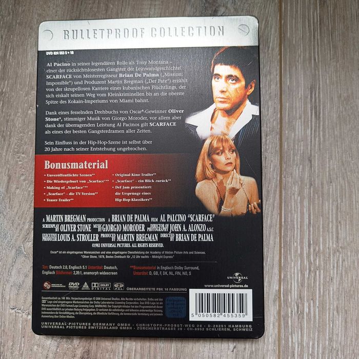 DVD Scarface bulletproof edition, collector's item, carcasa metalica