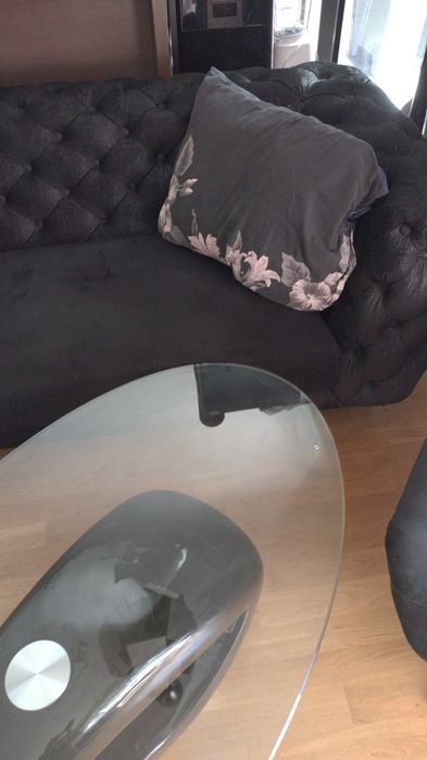 Ansamblu lux catifea inox sticla canapea fotoliu masa cafea perne ikea