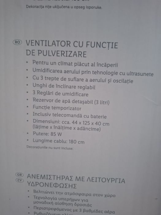 Ventilator pe piedestal cu pulverizare