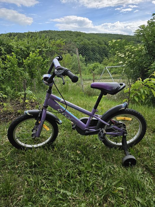 Bicicletă fete cu roți ajutătoare, 4-6 ani, Cross 16 '' Daisy