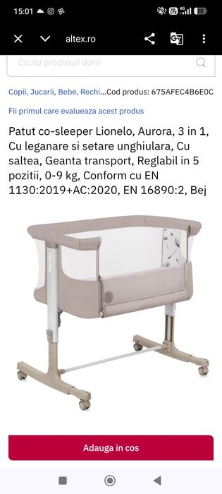 Co-sleeper Lionelo Aurora 3 în 1
