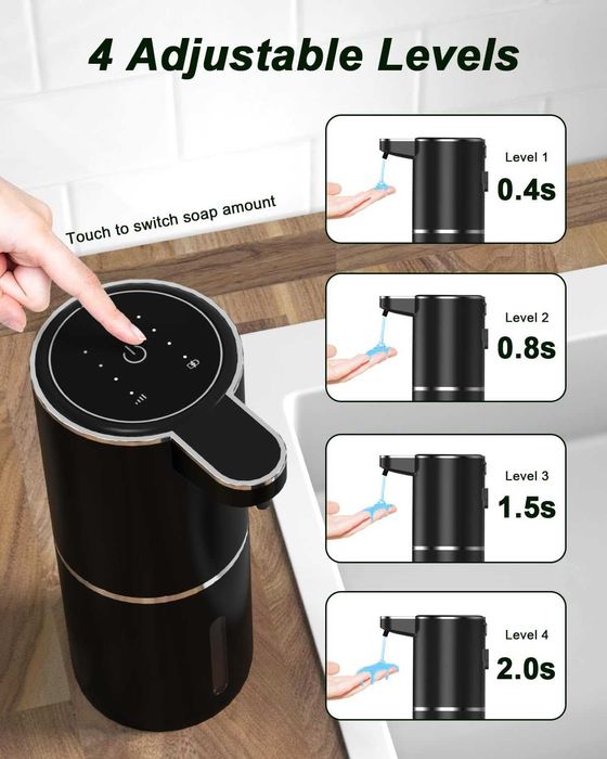 Dozator sapun automat alb cu senzor, USB-C, montaj perete/blat