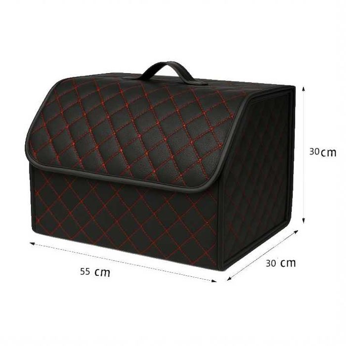 Луксозен кожен органайзер Mercado Trade, Сгъваем, С червен шев