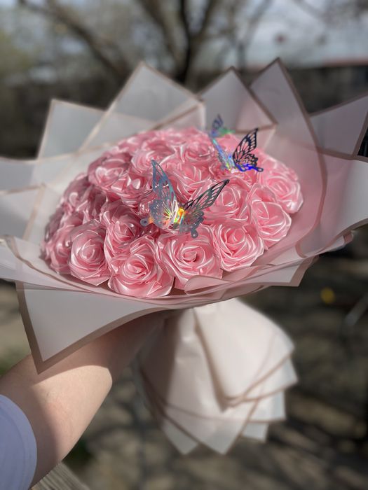 Букет из атласной ленты