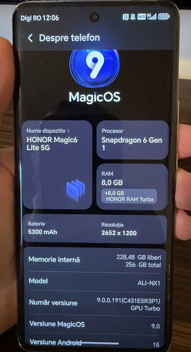 Telefon HONOR Magic6 Lite 5G 256GB / 8GB RAM - ca nou