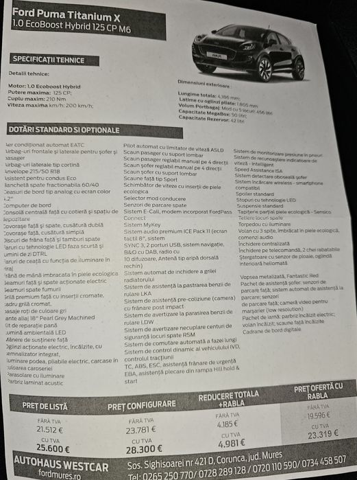 Ford puma 2021. 65 000 km. Mildhibrid