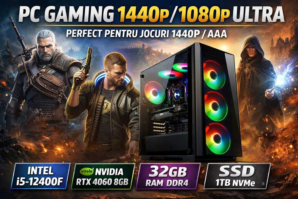 PC Gaming MID 1440p – RTX 4060 | i5-12400F | 32GB RAM | SSD 1TB