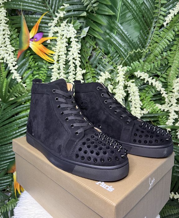 Christian Louboutin High Suede Black Spikes