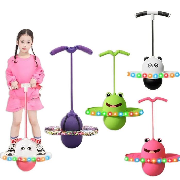 Светящаяся мяч скакалка нейроскакалка  розовая с огнями, розовый, сини