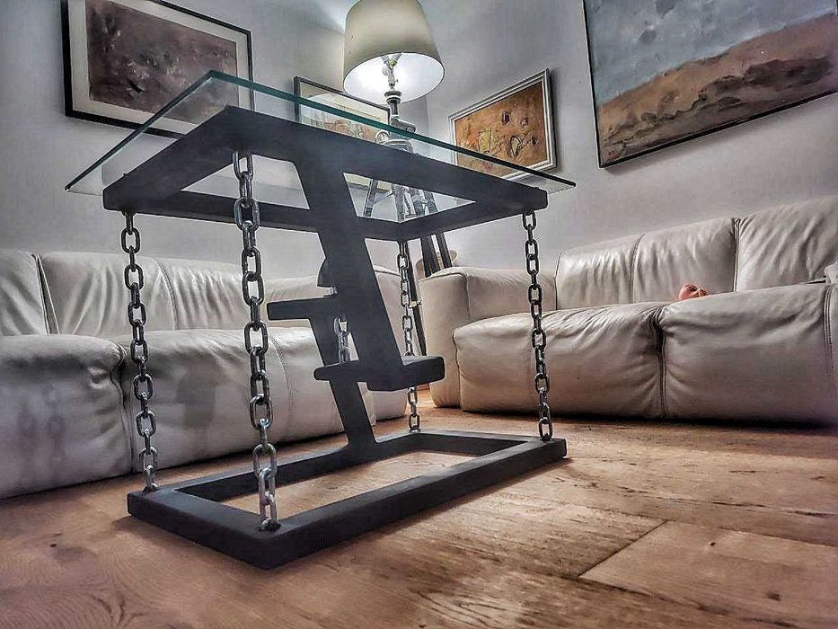 Masa de cafea din metal și sticlă.Tensegrity Table Steel & Glass