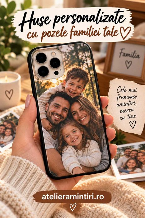 Husa Personalizata iPhone 11 12 13 14 15 16 17 Pro Max Plus – Poza Familie, Copii, Mama, Tata, Cadou Personalizat