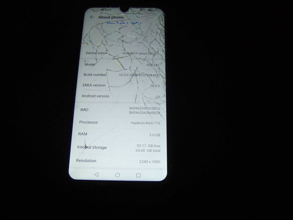 Huawei P Smart 2019 POT-LX1 ROM 64 Gb RAM 3 Gb, touch fisurat, liber