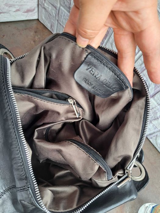 дамска чанта,черна кожена торба-естествена кожа